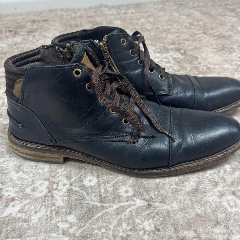 BULL BOXER Holten London Grunge Leather Zip Boots | Mens EU 45 US 12 Moto - Picture 3 of 14